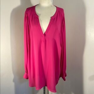 Torrid Harper Hot Pink Buttoned Relaxed Blouse